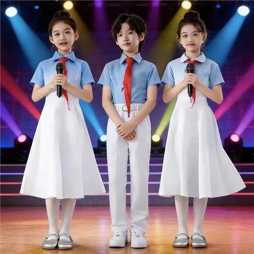 六一儿童合唱服演出服小学生朗诵爱国红歌表演服男女童合唱团服装