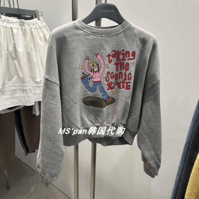 直邮 韩国东大门代购女装2025秋冬新款洋气卡通图案百搭圆领卫衣