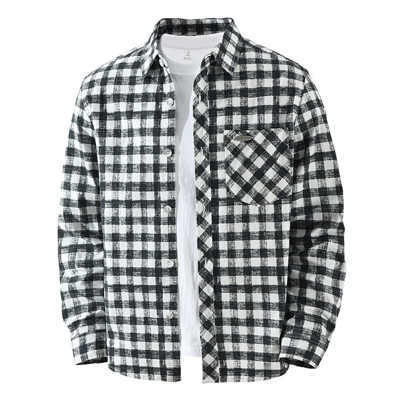 日系潮流格子长袖衬衫男士2026春季时尚百搭韩版休闲宽松上衣7911,男装,衬衫,淘宝优惠券,粉丝福利购,淘宝优惠卷