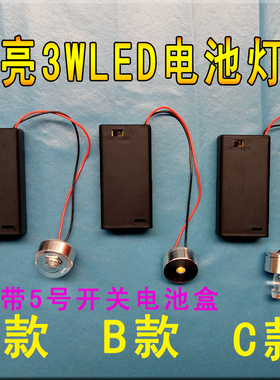 3WLED电池灯泡3VLED灯珠创意小夜灯灯笼模型手工迷你小灯泡带开关
