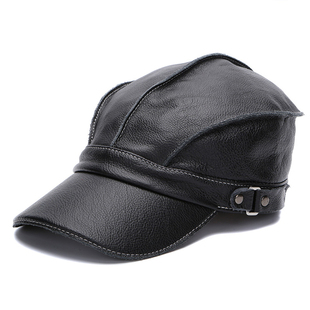 真皮帽子男女士牛皮本命年大红色鸭舌帽中老年人出游户外棒球帽潮