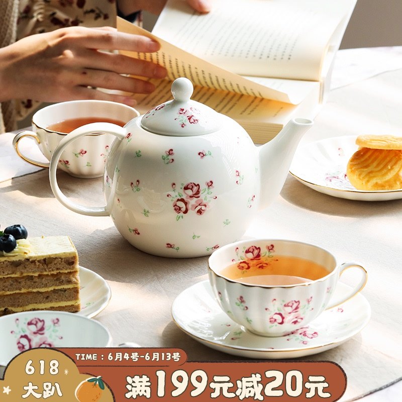 蓝莲花家居创意家用红茶高骨瓷玫瑰花园系列下午茶杯碟茶具套装|msdalam kategori pinggan mangkuk, kopi, periuk kopi - dari Buy2taobao.com untuk memberikan perkhidmatan ejen Taobao profesional membeli