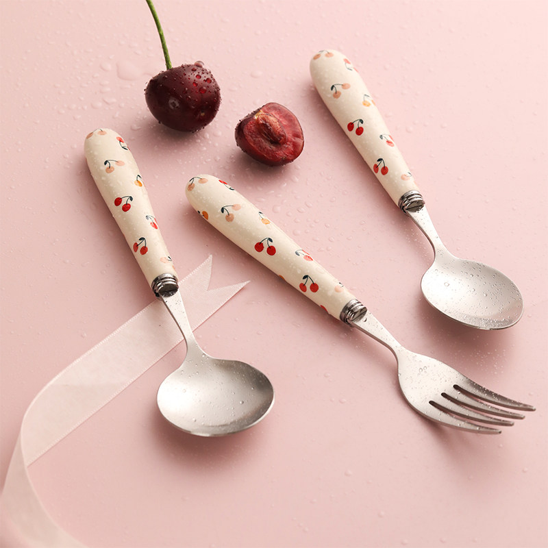 蓝莲花家居儿童西餐餐具家用304不锈钢饭勺奶油色网红水果小汤勺,餐饮具,西餐餐叉,淘宝优惠券,粉丝福利购,淘宝优惠卷