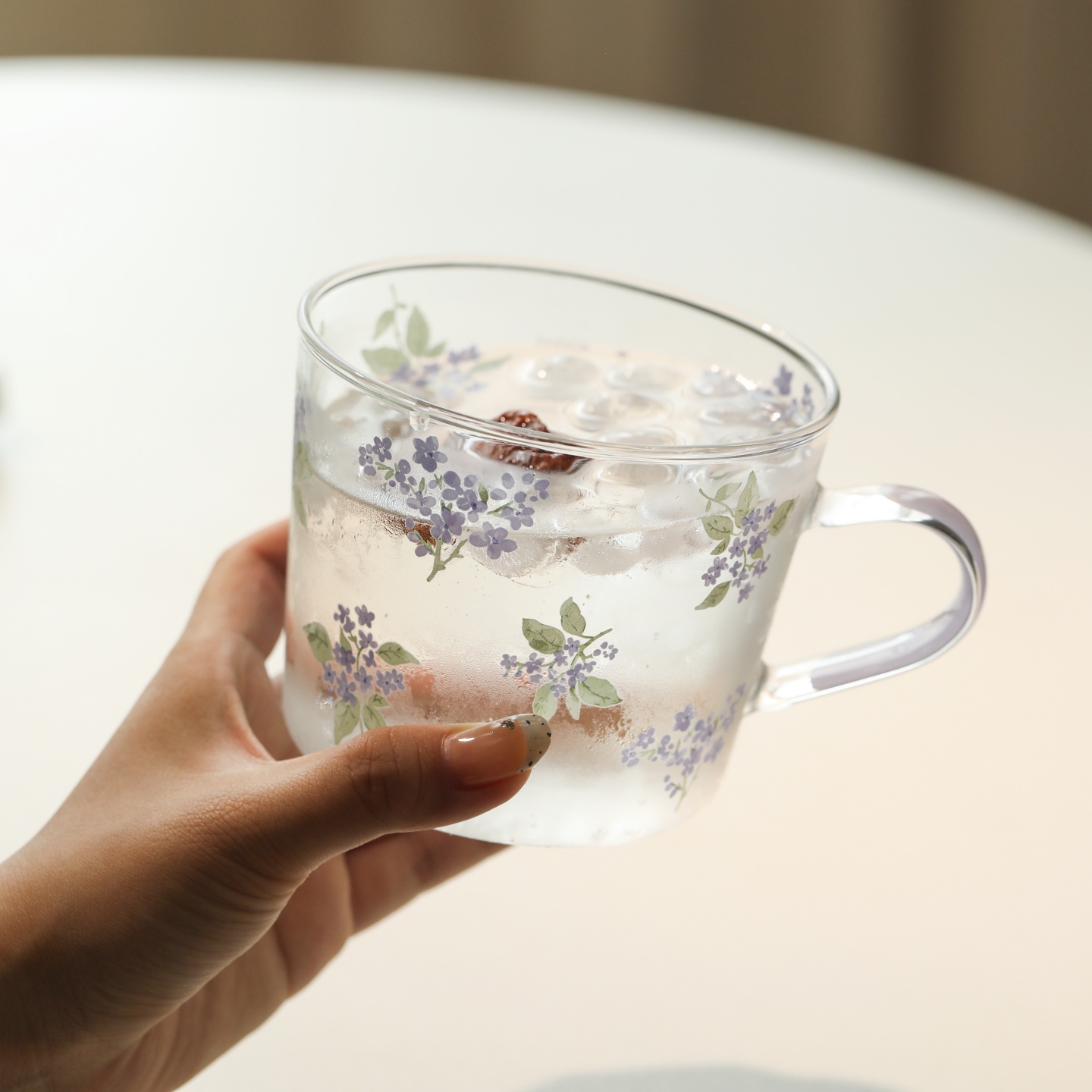 蓝莲花家居马克杯咖啡杯办公室女生情侣杯高颜值家用水杯喝水杯子
