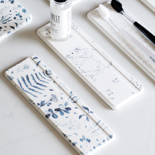 蓝莲花家居硅藻泥吸水垫洗手硅藻土杯垫藻泥台垫托盘垫台面肥皂垫