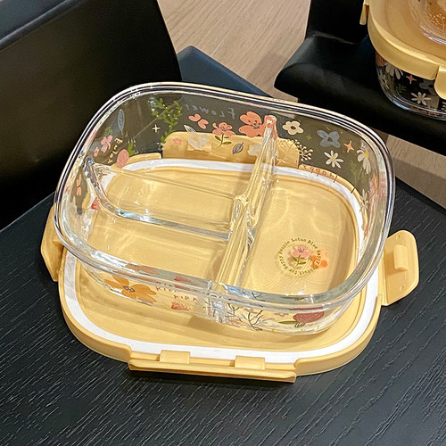 蓝莲花家居玻璃保鲜盒带盖食品级