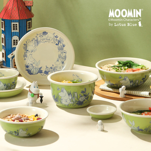 陶瓷米饭碗面碗可爱儿童碗具 蓝莲花家居moomin姆明家用餐具套装