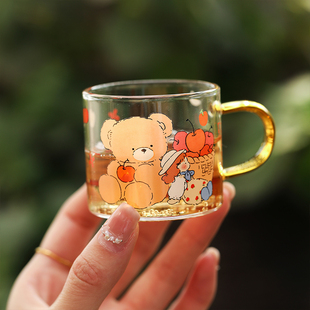 蓝莲花家居羡鸟文社网红玻璃杯四件套透明小茶杯ins风迷你水杯女