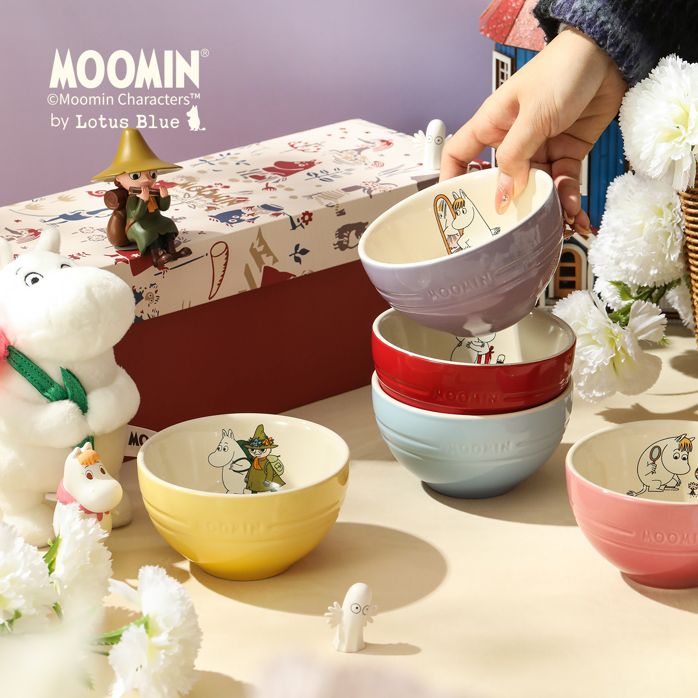 蓝莲花高颜值陶瓷碗家用碗