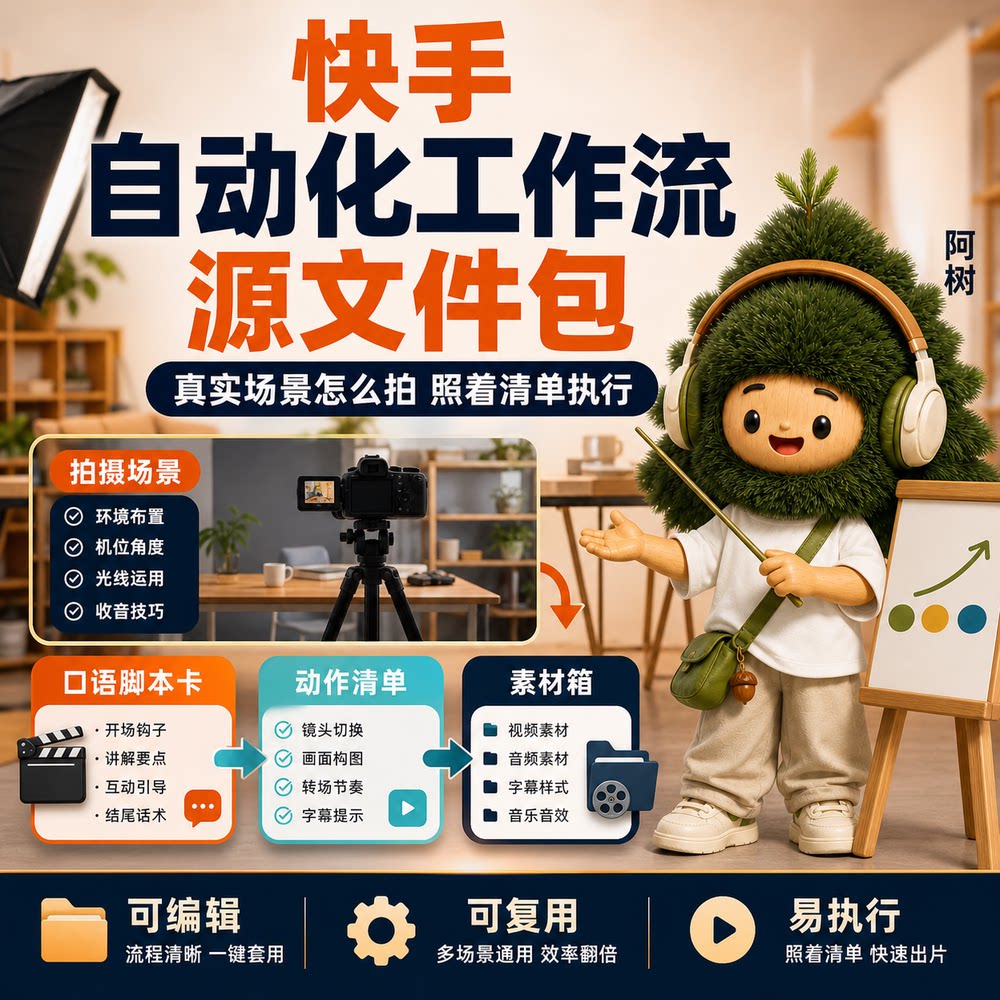 快手自动化短视频工作流源文件口设计素材/源文件