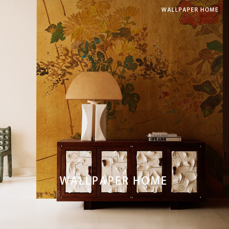 高端定制复古日式背景墙壁画中式南洋风墙纸客厅餐厅卧室壁布壁纸