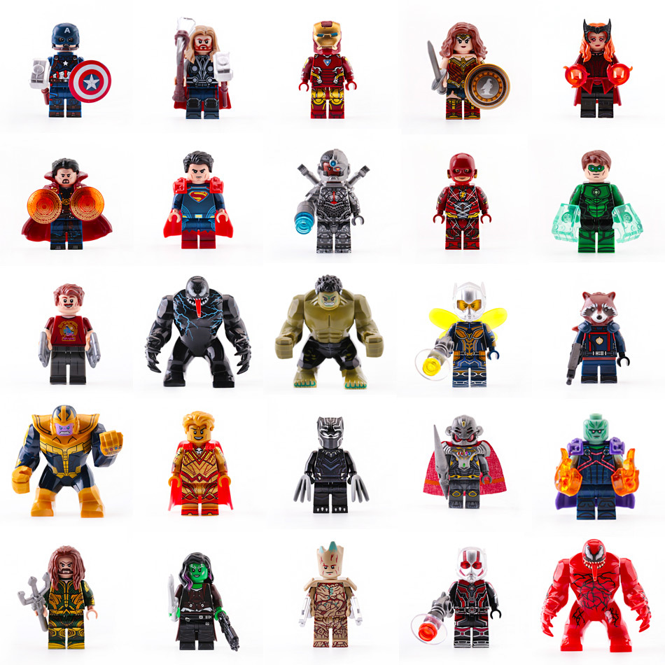 潮玩桌面小公仔积木卡通漫威DC英雄人物系列蛋糕装饰手办摆件玩具