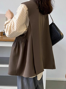 英伦风时尚 马甲外套女2024春秋新款 背心马夹 宽松休闲西装 气质韩版