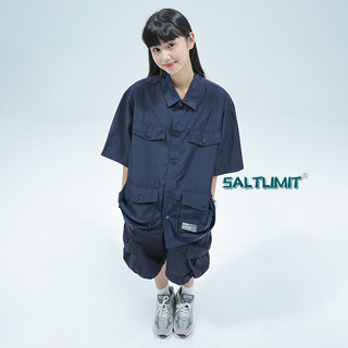 SALTLIMIT理想商店原创潮牌户外防水四口袋工装短袖衬衫军事风男