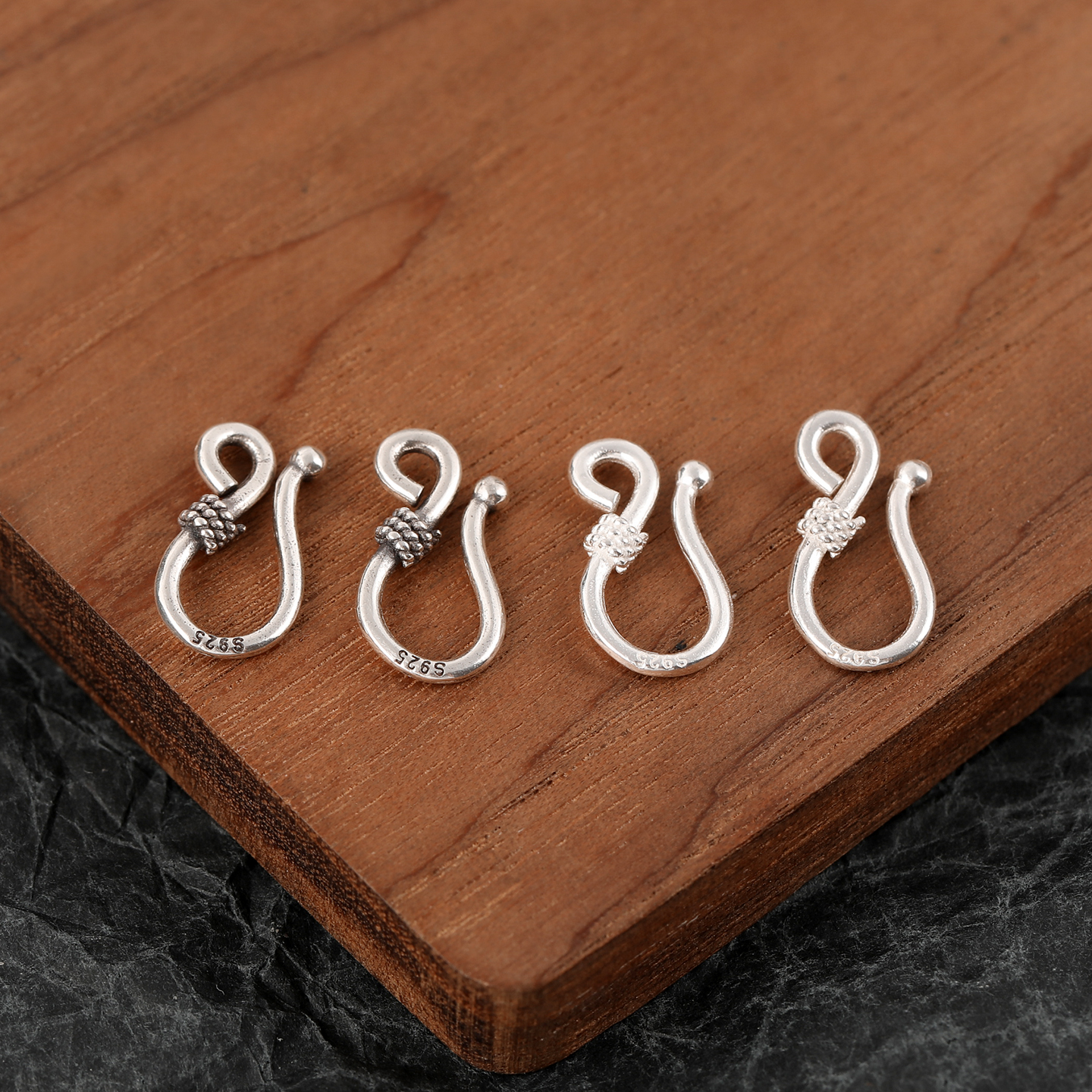 S925纯银diy饰品配件扣子8字扣头项链手链扣头连接扣S勾接头搭扣