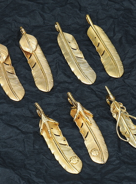 S925纯银镀金羽毛吊坠