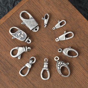 泰银DIY手工饰品手链项链扣配件连接头转动龙虾扣弹簧扣S925纯银