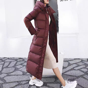 高端90鹅绒服女长款过膝加厚羽绒服抗寒-40度东北可过冬简约妈妈