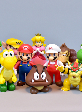 超级玛丽Super Mario路易吉碧琪公主耀西马里奥手办模型摆件玩偶