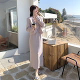 高级气质穿搭粉色新中式外套配吊带连衣裙女春秋超火好看国风套装，女装套装/套裙，2C151