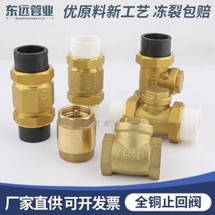 PE卧式止回阀 全铜立式止回阀单向阀 1寸双内丝黄铜ppr单向止水阀