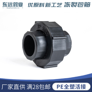 PE管材管件20 25 32热熔全塑活接4分6分1寸双头pe铁铜活接头配件
