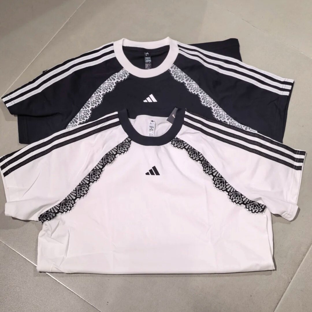 Adidas阿迪达斯女子撞色条运动T恤