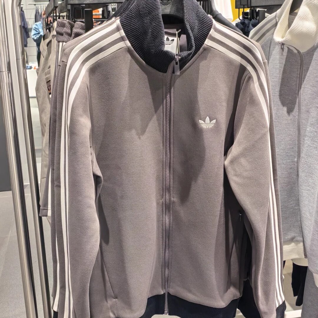 Adidas阿迪达斯三叶草男女华夫格立领夹克运动休闲条纹外套KY8454