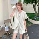 小香风休闲套装女2025夏季设计感淡人穿搭气质短袖上衣短裤两件套，女装套装/套裙，2C198