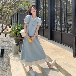 甜美减龄新中式蕾丝拼接半身裙女夏2025新款清纯系穿搭图片
