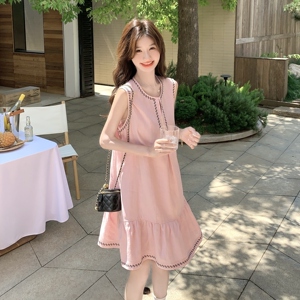 甜美少女风减龄粉色无袖背心连衣裙女夏2025新款小个子裙子超好看图片
