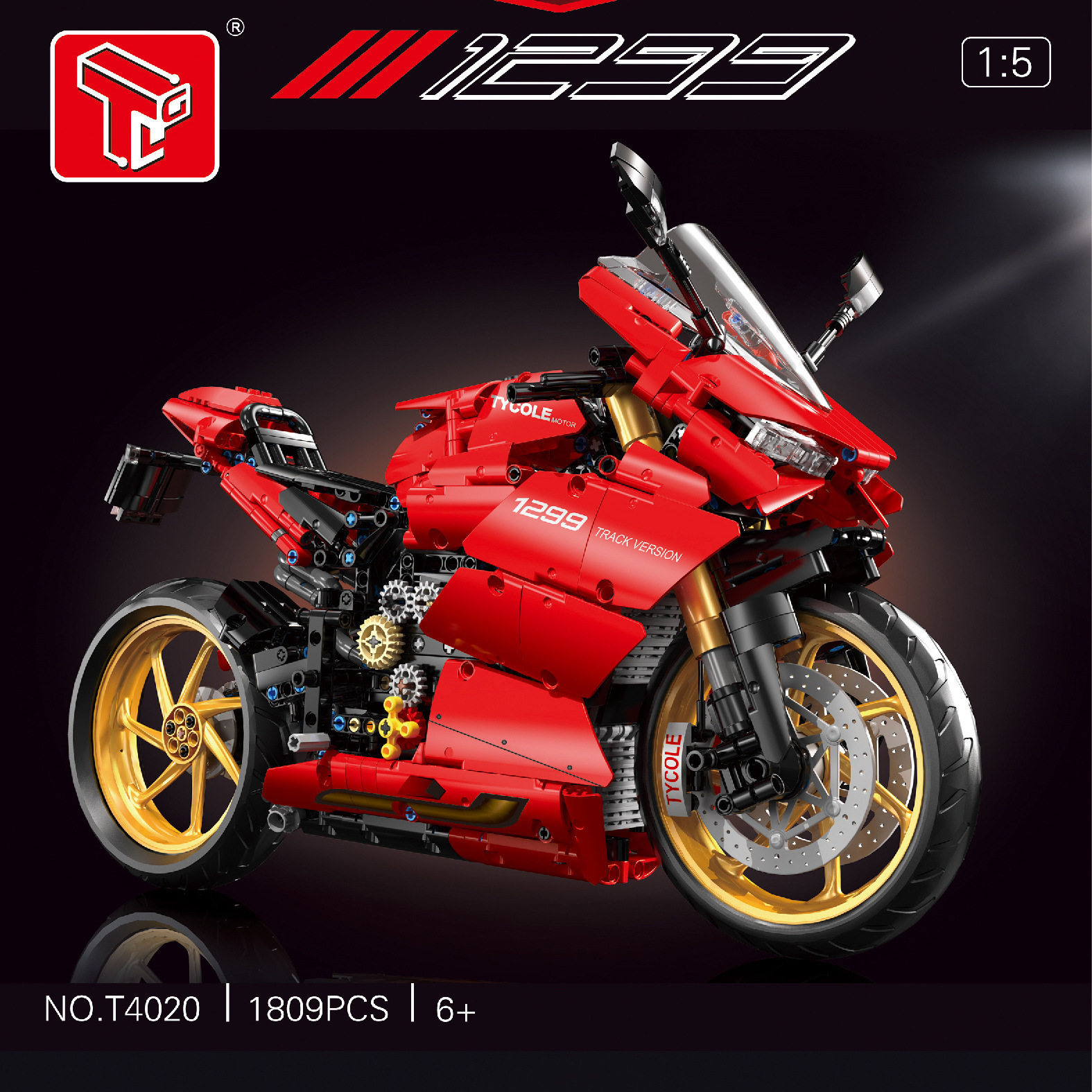 泰高乐T4020杜咔迪1:5摩托车小颗粒拼装积木模型儿童益智玩具礼物