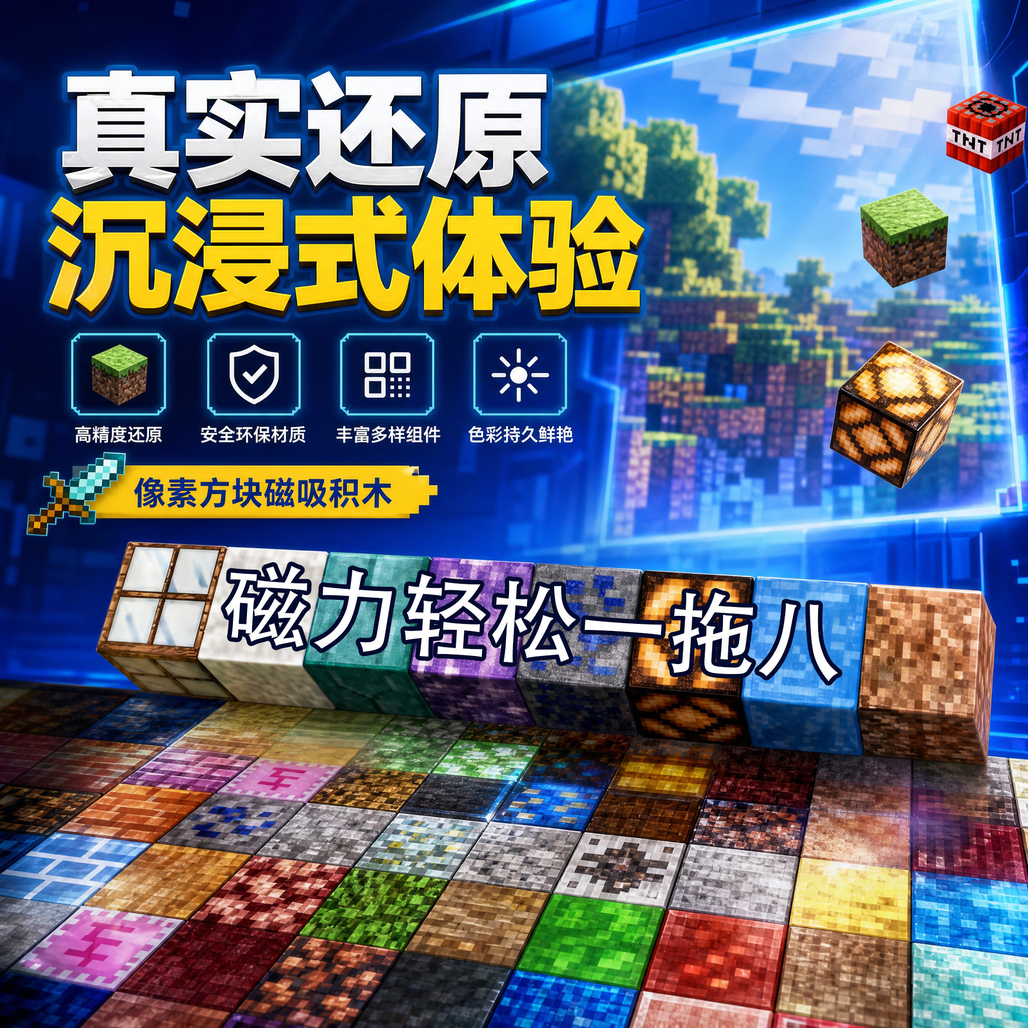 我的世界磁力积木2cm带收纳盒