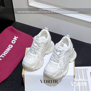 爆款休闲运动时尚潮流超火增高配阔腿裤大头显脚小厚底老爹鞋女款