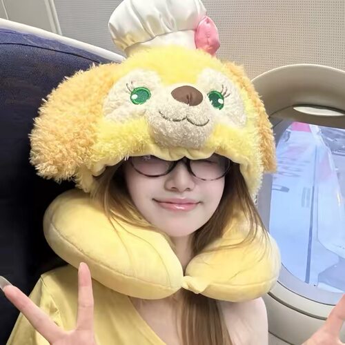 可爱厨师狗连帽U型护颈旅行枕