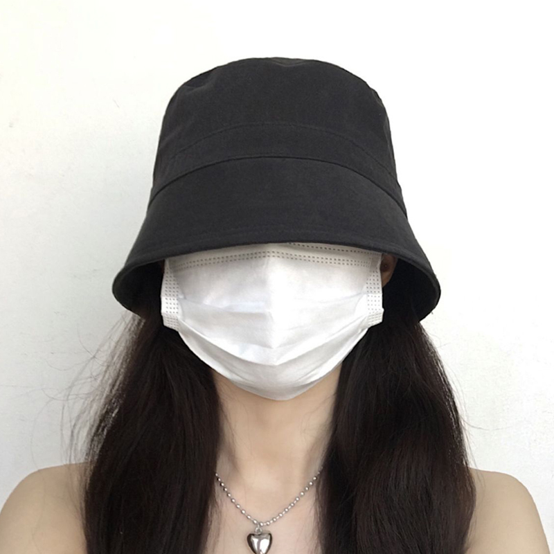 日系帽子渔夫帽女春秋遮脸素颜水桶帽显脸小盆帽遮阳百搭防晒帽潮