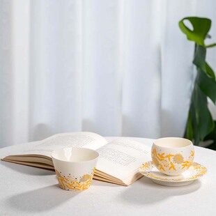 手绘快乐鸭咖啡杯丸子红茶杯猪口杯拉花杯