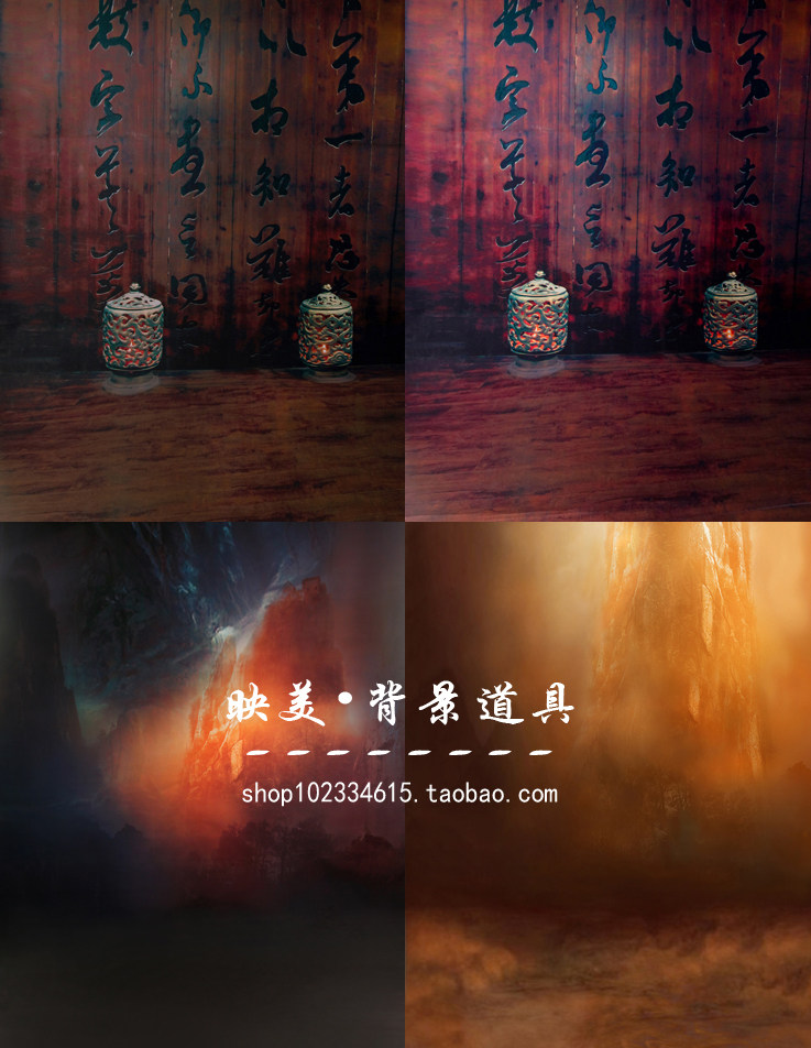 影楼新款摄影拍照古装复古全家福婚纱儿童拍照写真背景布媚妆