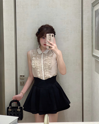 Starry日系甜美无袖娃娃领衬衫