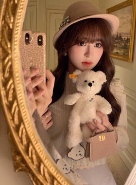 Starry少女心事/法式棉质提花蕾丝花边衬衫 日系甜美蝴蝶结打底衫