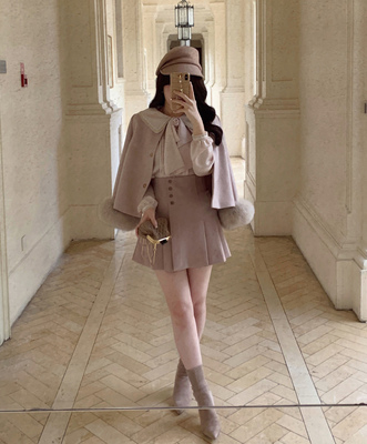 Starry高腰日系甜美A字百褶裙裤