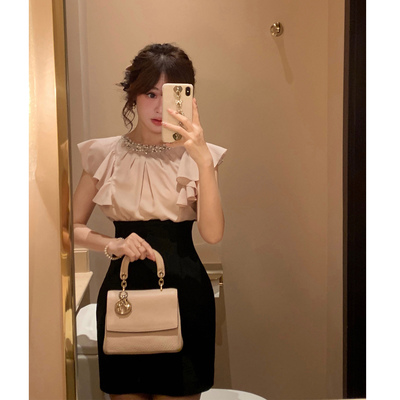 Starry日系甜美收腰蝴蝶结连衣裙