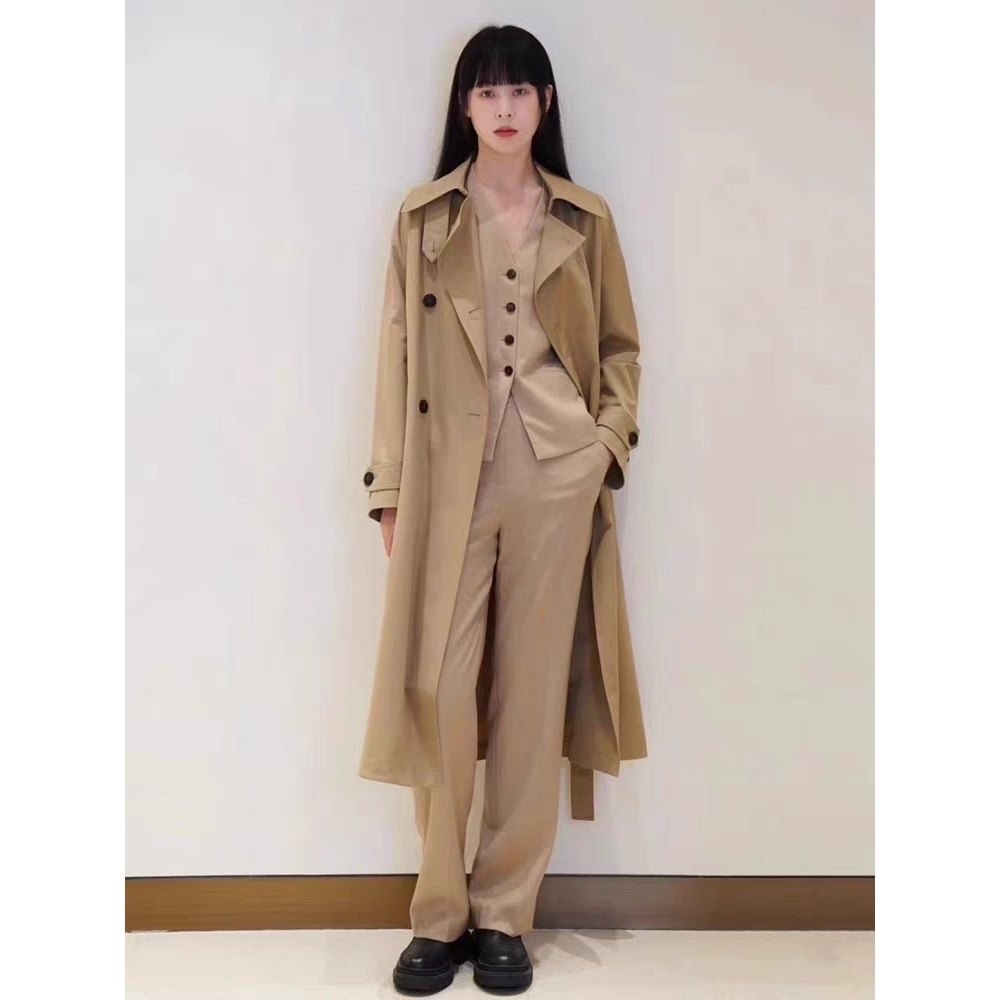 西装领可立领双排扣英伦风长风衣