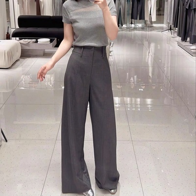 钩扣高级气质百搭西装裤直筒裤