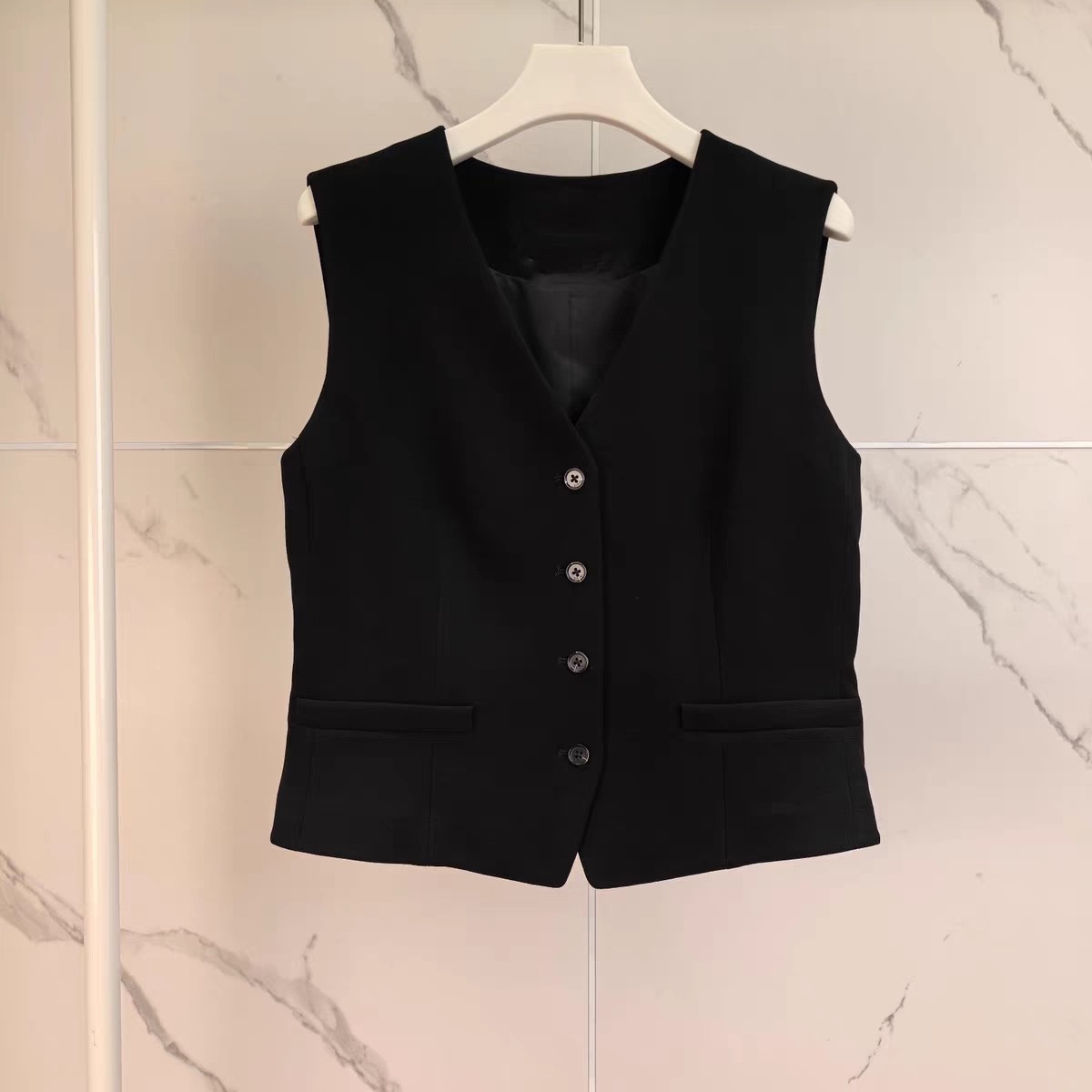 V领单排扣气质职场OL风西装马甲