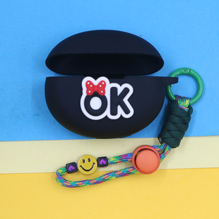 适用QCY C50耳夹式蓝牙耳机保护套C30S/C30可爱创意简约小清新英文字OK手绳挂饰防摔连体硅胶软壳