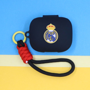 适用QCY AilyBuds E20/E10 MeloBuds N30蓝牙耳机保护套T13 X ANC潮酷足球AC国际米兰利物浦手绳挂饰硅胶软壳