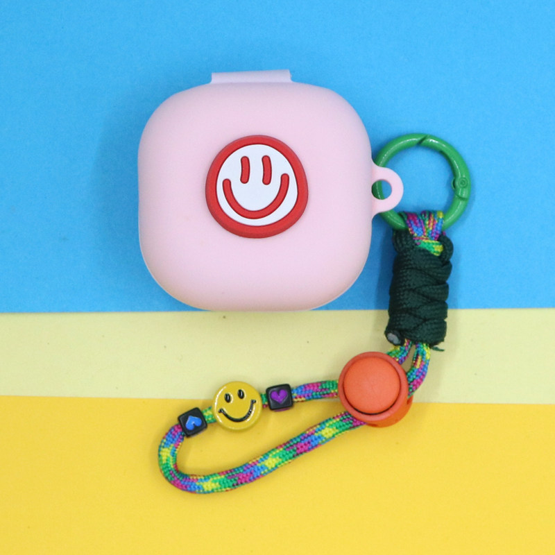 适用三星Galaxy Buds2Pro蓝牙耳机保护套BudsLive小清新可爱开心阳光笑脸爱心手绳挂饰BudsFe简约硅胶软壳