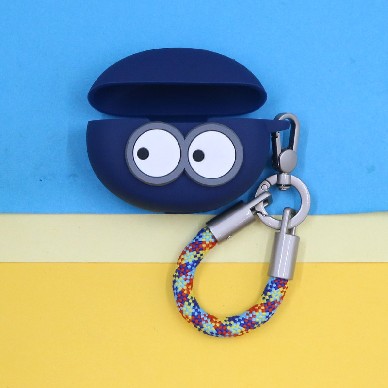 适用OPPO Enco air2/3/4pro蓝牙耳机保护套r4/r3pro/air4i潮酷简约可爱萌卡通眼睛合金手指挂绳连体硅胶软壳