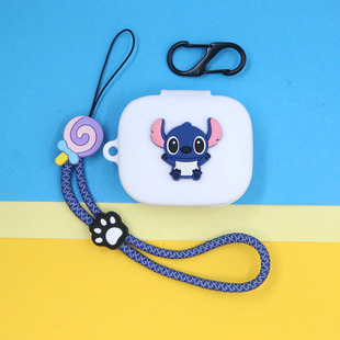 适用QCY AilyBuds E20/E10 MeloBuds N30蓝牙耳机保护套T13 X ANC潮酷可爱卡通库洛米史迪奇手绳挂饰硅胶软壳